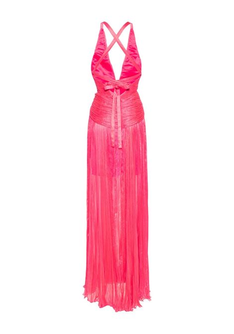 Pink Claire V-neck plissé gown Iris Serban - women IRIS SERBAN | 24CLAIREPNK